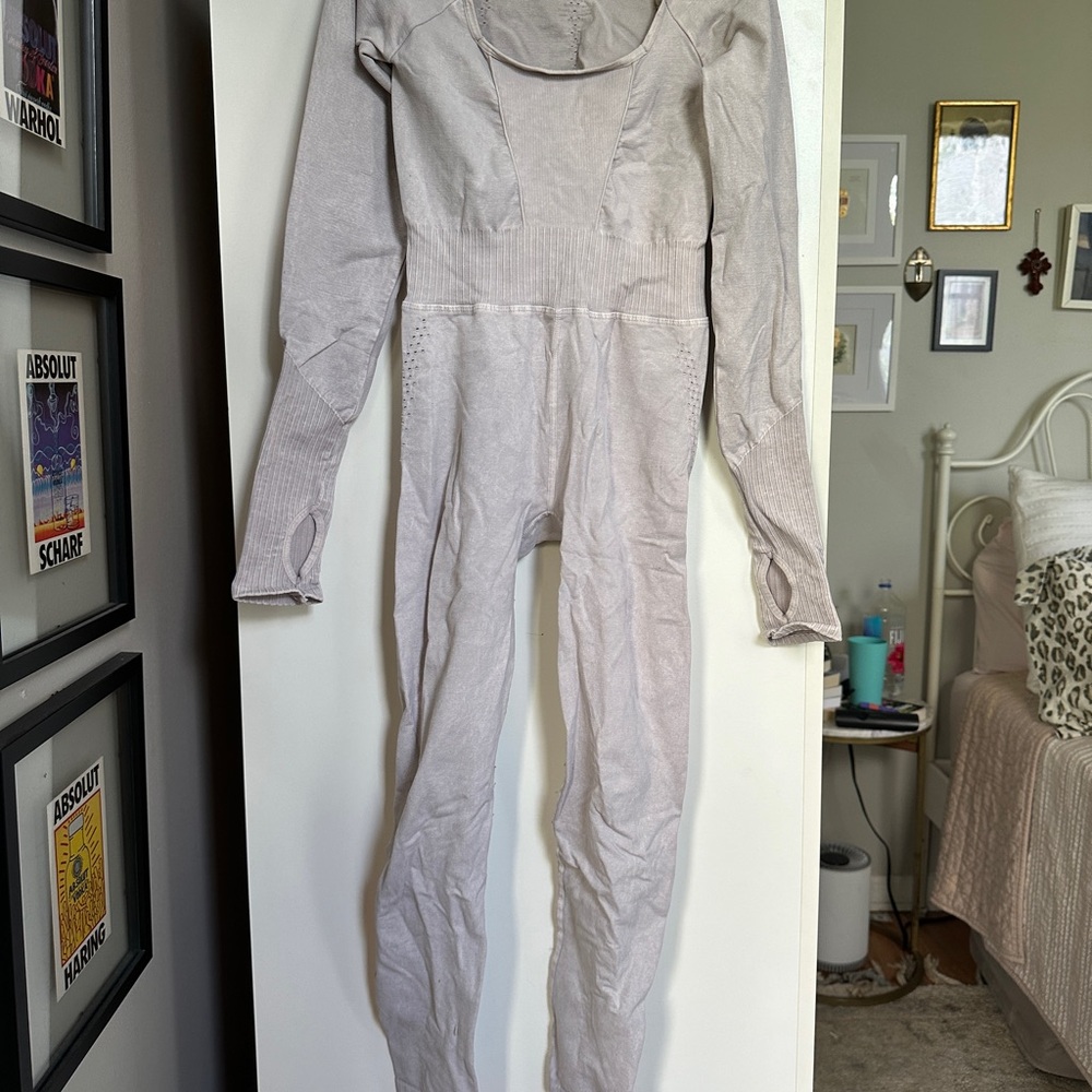 Ice Gray Long Sleeve Good Karma Onesie Bodysuit FP Free People Movement XS/S